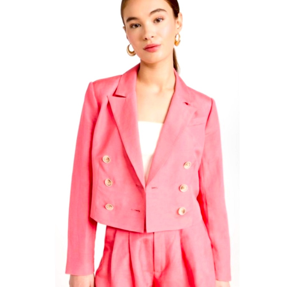 PAIGE Pink Double-Breasted Blazer